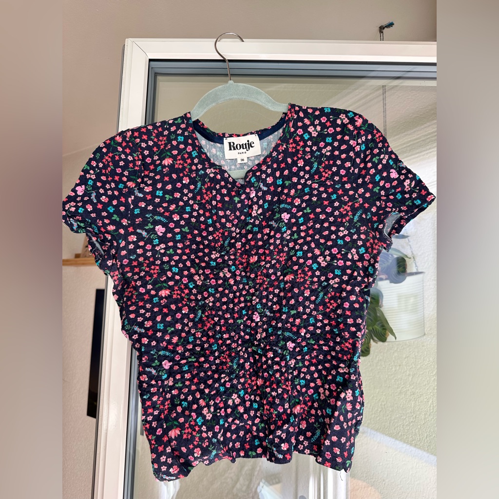 Rouje Aurelio Top In Blue Floral — image 4 of 7